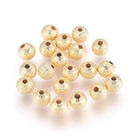 Brass Textured Beads X-KK-Q669-36G-1