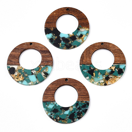 Transparent Resin & Walnut Wood Pendants RESI-TAC0017-74-A02-1