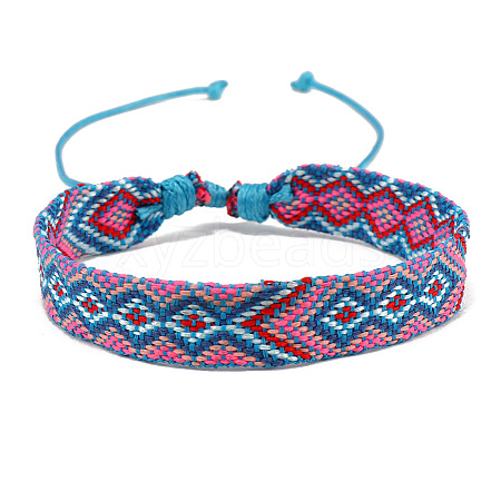 Cotton Braided Rhombus Cord Bracelet PW-WG48792-06-1