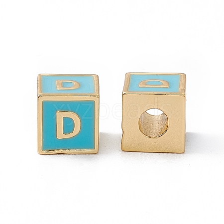 Rack Plating Brass Enamel Beads KK-B060-04G-06D-1