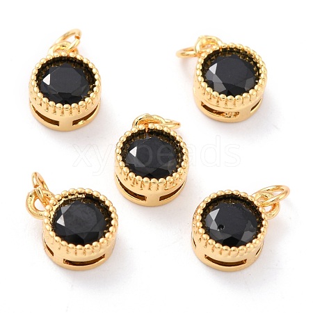 Real 18K Gold Plated Brass Inlaid Cubic Zirconia Charms ZIRC-L100-081G-04-1