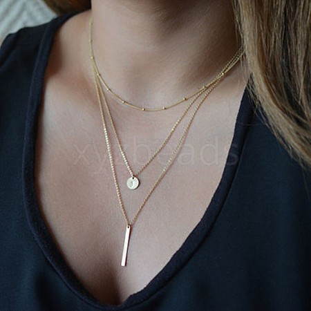 Alloy 3 Layer Necklaces for Women WG9523E-08-1