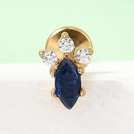 F136 Titanium Pave Clear and Blue Cubic Zirconia Horse Eye Internally Threaded Labrets ME-CBA9828-02G-1
