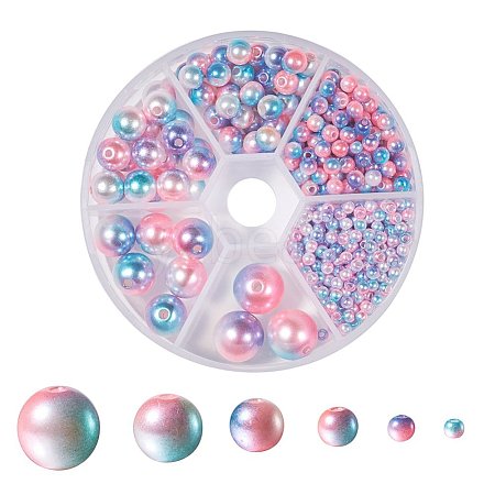 Rainbow ABS Plastic Imitation Pearl Beads OACR-YW0001-03M-1