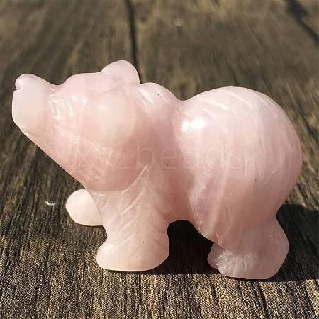 Natural Rose Quartz Carved Bear Figurines PW-WG946CB-01-1