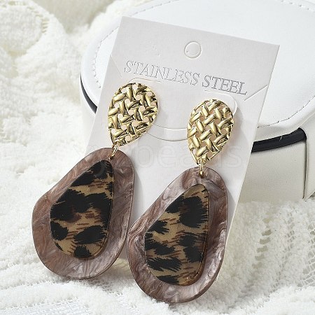 304 Stainless Steel Leopard Stud Earrings EJEW-Z084-14G-02-1