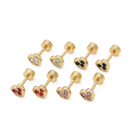 Heart Rhinestone Ear Fake Plugs EJEW-H105-26G-1