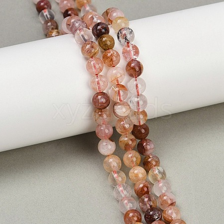 Natural Hematoid Quartz/Ferruginous Quartz Beads Strands G-U026-A09-6mm-1