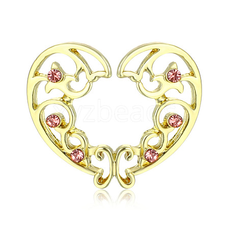 Alloy Rose Rhinestone Heart Clip On Nipple Rings WGEBDCA-02-1