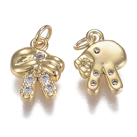 Brass Micro Clear Cubic Zirconia ASL Charms ZIRC-F120-029G-1