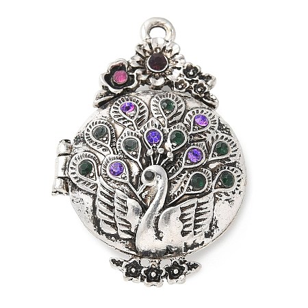 Alloy Rhinestone Locket Pendants FIND-M052-05AS-NR-1