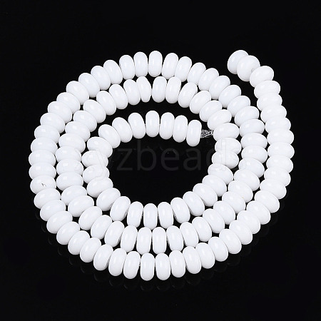Opaque Spray Painted Glass Beads GLAA-ZX008-6mm-18G-1