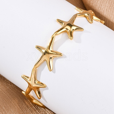 304 Stainless Steel Cuff Bangles for Women BJEW-F491-01G-06-1