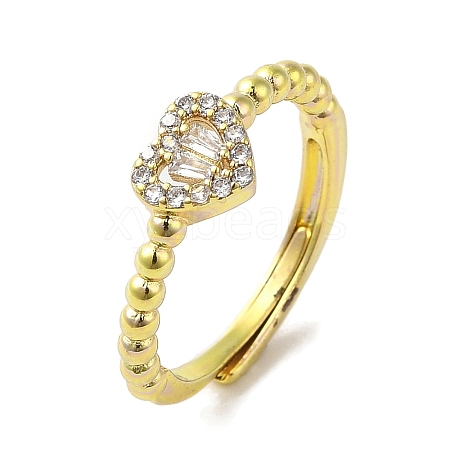 Rack Plating Brass Micro Pave Cubic Zirconia Adjustable Rings RJEW-H228-02G-02-1