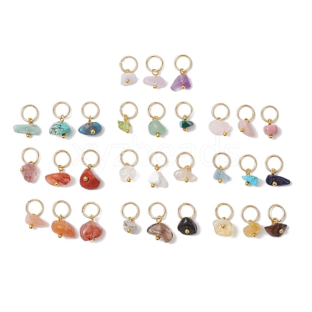 30Pcs 30 Styles Natural & Synthetic Mixed Gemstone Chip Charms PALLOY-JF02874-02-1