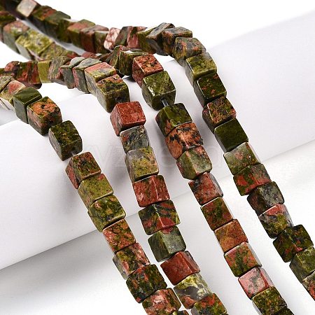 Natural Unakite Beads Strands X-G-T139-6x6-08A-1