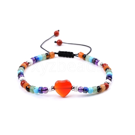 Natural Carnelian Braided Bead Bracelets for Women PW-WG0937E-01-1