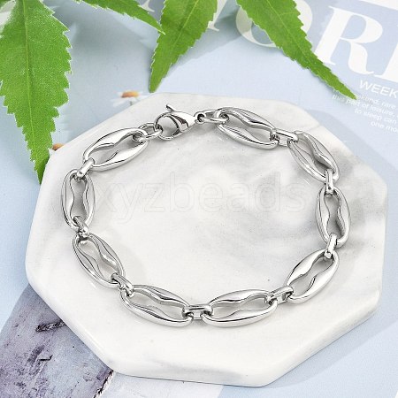 304 Stainless Steel Coffee Bean Chain Bracelets for Women Men BJEW-F488-45P-1