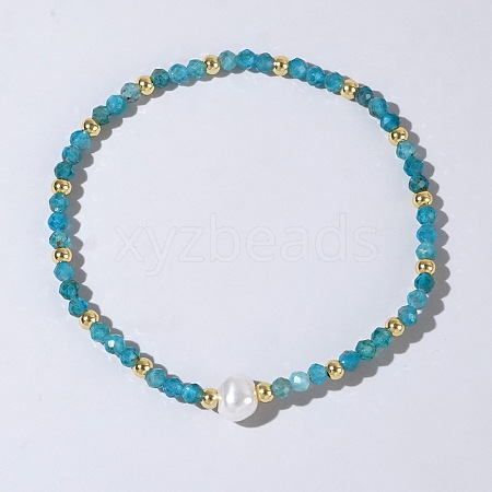 Natural Aquamarine Beaded Stretch Bracelets for Women BG9690-12-1