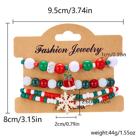 Christmas Acrylic Bead Stretch Bracelets Sets IC6084-1-1