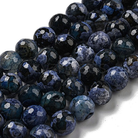 Faceted Natural Fire Crackle Agate Beads Strands G-F447-12mm-N16-1