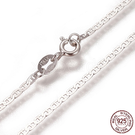 Rhodium Plated 925 Sterling Silver Mariner Link Chain Necklaces STER-L059-11P-1