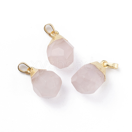 Natural Rose Quartz Pendants X-G-G845-07G-11-1