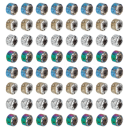 120Pcs 4 Colors Electroplated Natural Lava Rock Beads Strands G-PH0019-15-1
