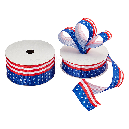  2 Rolls 2 Styles Independence Day Polyester Ribbon OCOR-NB0001-70-1