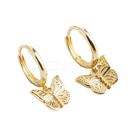 S925 Sterling Silver Butterfly Hoop Earrings OD5505-1