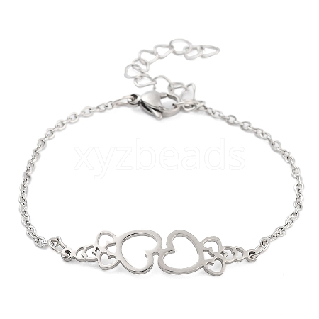 Stainless Steel Cable Chain Link Bracelets for Women Men STAS-Z061-01P-09-1