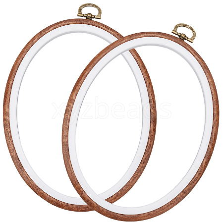 PP & PVC Plastic Imitation Wood Cross Stitch Embroidery Hoops DIY-WH20055-058B-02-1