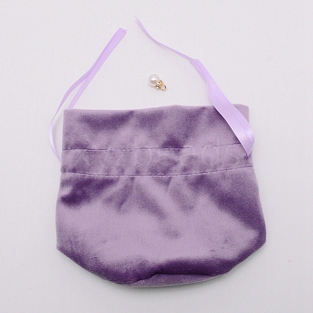Velvet Jewelry Bags with Drawstring & Plastic Imitation Pearl TP-CJC0001-03H-1
