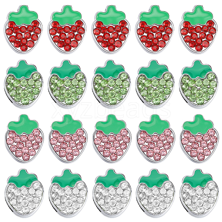24Pcs 4 Styles Zinc Alloy Rhinestone Slide Charms ALRI-SC0001-66-1