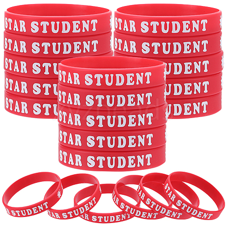 Word Star Student Silicone Cord Bracelet Wristband BJEW-WH0018-49A-1