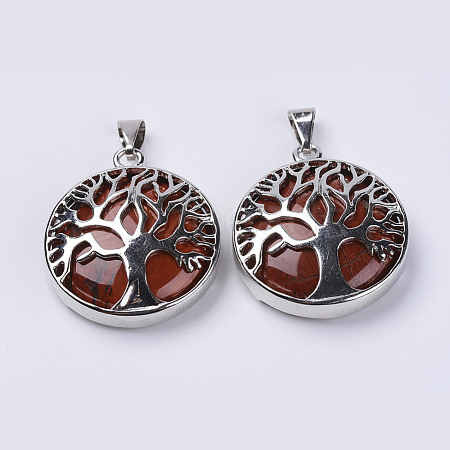 Natural Red Jasper Pendants G-P350-D07-1