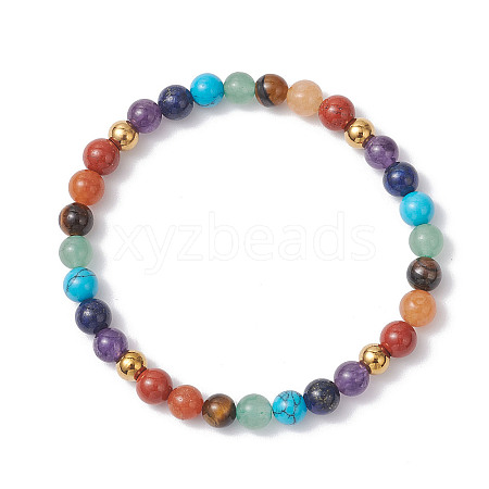 Chakra Natural Mixed Gemstone Beads Stretch Bracelets for Women BJEW-JB12607-02-1