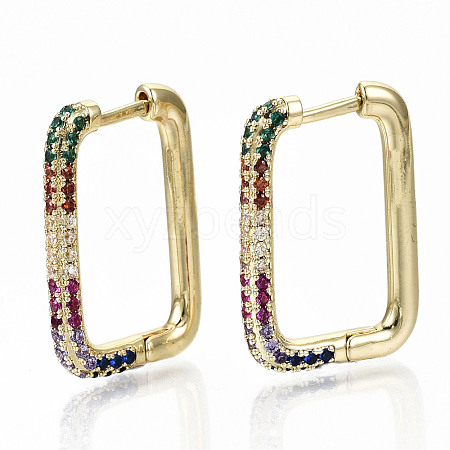 Brass Micro Pave Cubic Zirconia Huggie Hoop Earrings EJEW-S208-124-NF-1