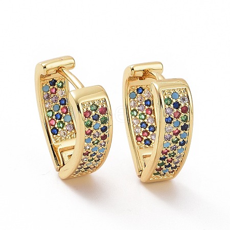 Colorful Cubic Zirconia Teardrop Hoop Earrings EJEW-F304-06G-1