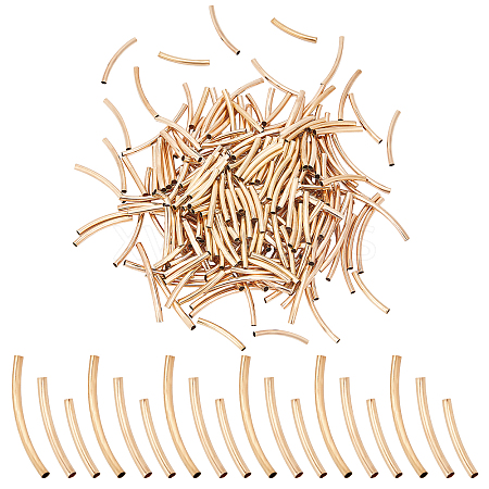 SUPERFINDING 240pcs 3 Style Brass Smooth Curved Tube Beads KK-FH0003-28-1