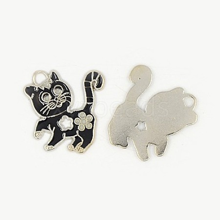 Alloy Enamel Rhinestone Kitten Pendants EA556Y-2-1