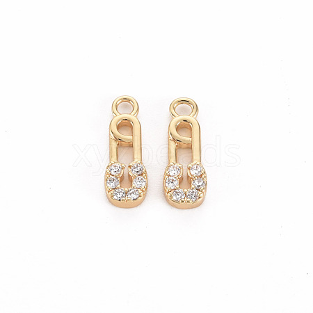 Brass Micro Pave Clear Cubic Zirconia Charms KK-S356-457-NF-1