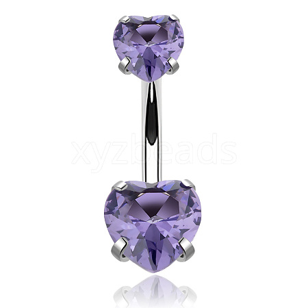 Heart Cubic Zirconia Belly Button Rings WG98059-03-1