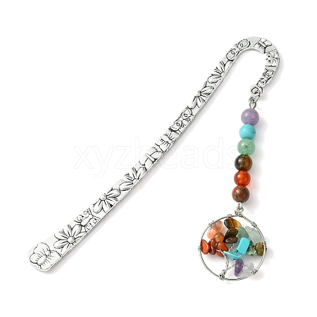 Tibetan Style Alloy Hook Bookmarks AJEW-JK00319-1