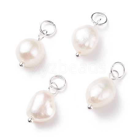 Grade B Natural Cultured Freshwater Pearl Charms PALLOY-JF01497-03-1