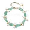 3Pcs Natural Green Aventurine & Sunstone & Lapis Lazuli Chip Beaded Bracelets for Women BJEW-JB12301-3