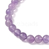 Natural Amethyst Cube & Round Beaded Stretch Bracelets BJEW-JB10807-05-4