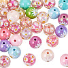 30Pcs 2 Styles Printed Transparent & Opaque Acrylic Beads MACR-TA0003-01-3