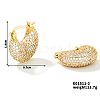 Moon-shaped Brass Rhinestone Hoop Earrings for autumn and winter JO3025-2-1