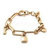 304 Stainless Steel Paperclip & Rolo Chains Charm Bracelets for Women BJEW-C089-03G-4